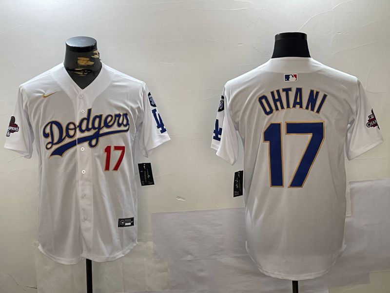 Men Los Angeles Dodgers #17 Ohtani White Game 2024 Nike MLB Jersey style 12021->los angeles dodgers->MLB Jersey